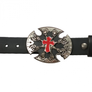 Gürtelschnalle Kreuz mit Totenschädel mit Gürtel