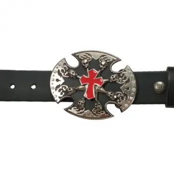 Gürtelschnalle Kreuz mit Totenschädel mit Gürtel