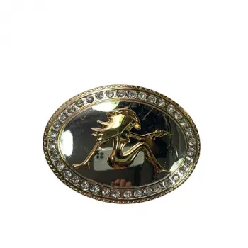 Belt Buckle Gold Lady with gun