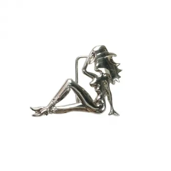 Belt Buckle Silver Lady with cowboy hat