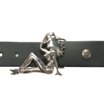 Belt Buckle Silver Lady with cowboy hat with belt