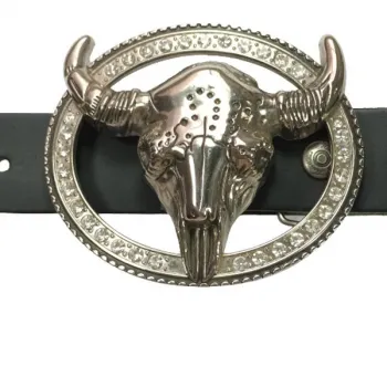 Belt Buckle Bull Head with glitter stones with belt