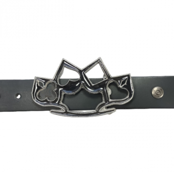 Preview: Gürtelschnalle Spielkarten-Symbole mit Gürtel