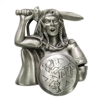 Belt Buckle 3D Viking woman with movable Shield