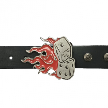 Preview: Gürtelschnalle Brennende Würfel mit Gürtel