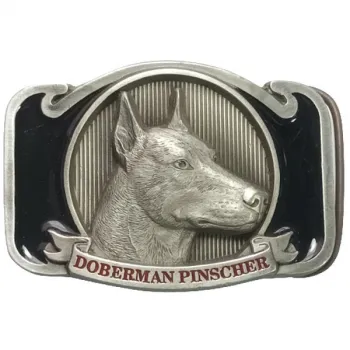 Belt Buckle Doberman Pinscher silver + black