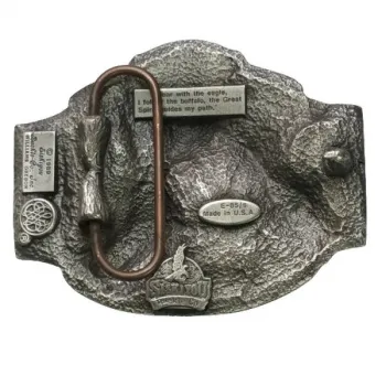 Belt Buckle Indian Buffalo Hunting back