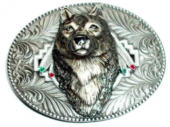 Guertelschnalle Wolfskopf