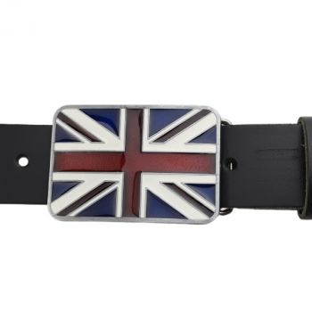 Preview: Belt Buckle Flag Great Britain, enameled, cast pewter with belt