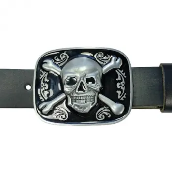 Belt Buckle Skull with Crossbones with belt