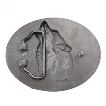Preview: Belt Buckle Howling Wolf back