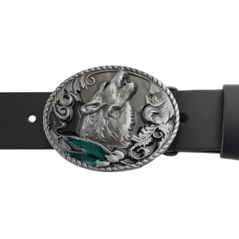 Belt Buckle Howling Wolf with belt