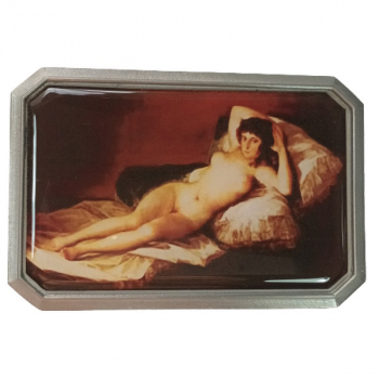 Preview: Belt Buckle The Naked Maja, painting by Goya, art on the belt, cast pewter, nickel-free