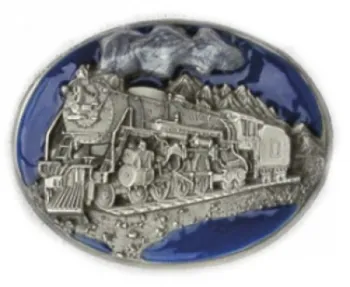 Gürtelschnalle Dampflokomotive + Tender oval