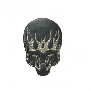 Belt Buckle Skull with silver flames