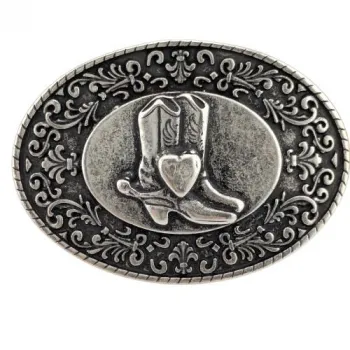 Belt Buckle Cowboy Boots with Heart + flower tendrils