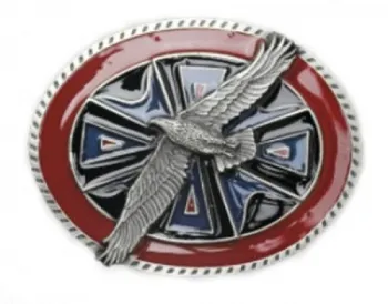 Gürtelschnalle Fliegender Adler + indianisches Dekor