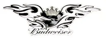 Gürtelschnalle Budweiser Krone + Flammen