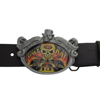 Preview: Design Belt Buckle Vince Ray - Skull 13 - with belt