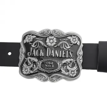Belt Buckle Jack Daniels (TM), silver/black with belt