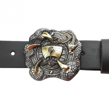 Preview: Guertelschnalle Wikinger Drachenboot in Kralle am Guertel