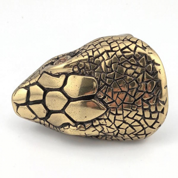 Preview: Design Belt Buckle Snake Head, Made in Italy, nickel-free, top fashion style, antique gold, for belts up to 4 cm wide