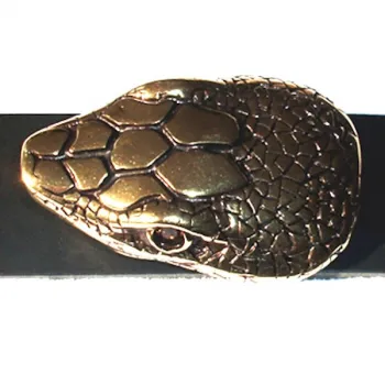 Design Belt Buckle Snake Head antique gold - Made in Italy - with belt