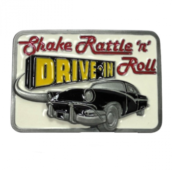 Preview: Belt Buckle Shake, Rattle'n Roll, Drive-In, cast pewter, nickel-free, multicolored, enamelled, for belts up to 40 mm wide