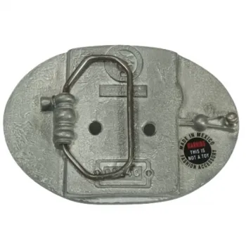Gürtelschnalle Hanfblätter mit Zippohalter hinten