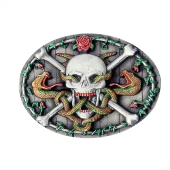 Belt Buckle Skull with Snake