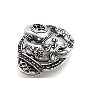 Design Belt Buckle Diver with rhinestone - from the side