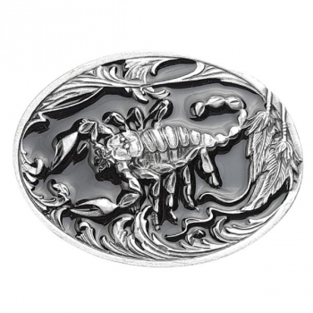 Preview: Belt Buckle Scorpion with Diamond Cut, cast pewter, nickel free, colors: silver + black