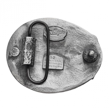 Preview: Gürtelschnalle Bärentatze mit Federn hinten