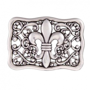 Preview: Design Belt Buckle Heraldic Lily, Made in Italy, Fashion Style, nickel-free, silver-plated, for belts up to 4 cm wide