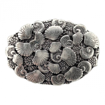 Preview: Design Gürtelschnalle Muschel Pool von Umjubelt, nickelfrei, Top Fashion Style, silber, unisex, für Gürtel bis 4 cm Breite