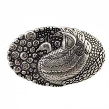 Preview: Design Gürtelschnalle Peacock von Umjubelt, oval, nickelfrei, Top Fashion Style, unisex, für Gürtel bis 4 cm Breite