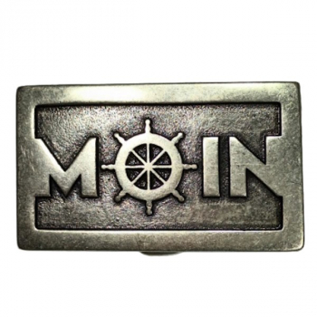 Preview: Design Belt Buckle Moin angular from Umjubelt, material: Zamak, rectangular, color: old silver, for belts up to 40mm wide