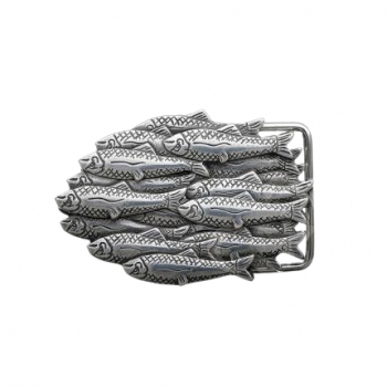 Design Gürtelschnalle Fischschwarm Silber von Umjubelt
