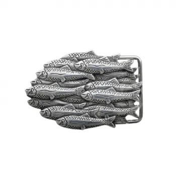 Design Belt Buckle Fish school silver by Umjubelt