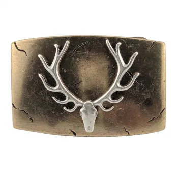 Design Gürtelschnalle Rotwild silber + gold von Umjubelt