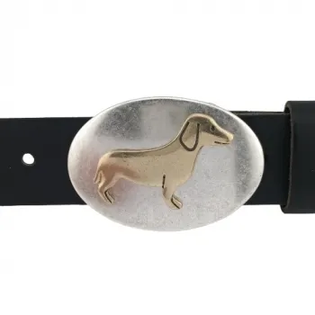 Design Belt Buckle Dachshund gold from Umjubelt - with belt