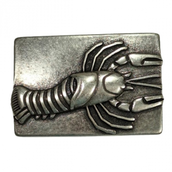 Preview: Design Belt Buckle Lobster from Umjubelt, top fashion style, maritim, rectangular, old silver, for belts up to 4 cm wide