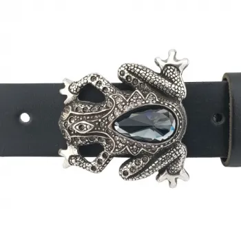 Design Gürtelschnalle Hippie Frosch grau von Umjubelt - am Gürtel