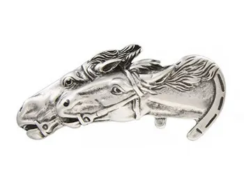 Design Gürtelschnalle Rennende Pferde silber von Umjubelt