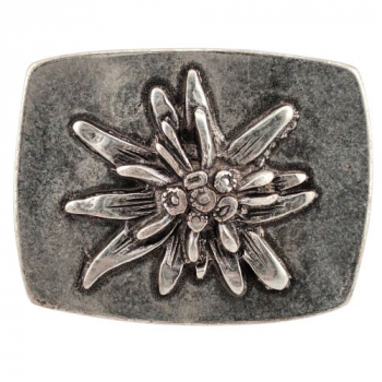 Preview: Design Belt Buckle Gentian from Umjubelt, zamac alloy, nickel-free, color: silver, for belts up to 40 mm wide