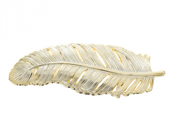 Preview: Design Belt Buckle "Feather shining gold" from Umjubelt, zamac alloy, nickel-free, gold, for belts up to 40 mm wide