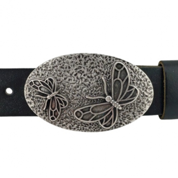 Preview: Design-Gürtelschnalle Schmetterlinge oval von Umjubelt - am Gürtel