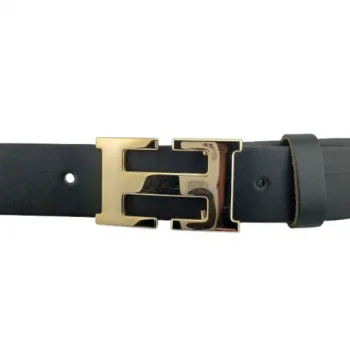 Design Gürtelschnalle Smile gold glänzend - mit Gürtel