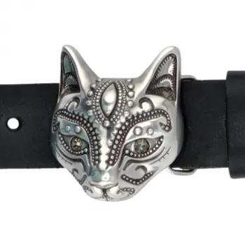 Design-Gürtelschnalle "Funkelnde Katze" von Umjubelt - am Gürtel