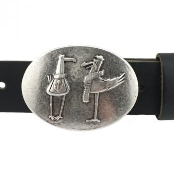 Preview: Design Gürtelschnalle Möwen Jungs von Umjubelt, Maritim, nickelfrei, Farbe: silber, für Gürtel bis 40 mm Breite - am Gürtel